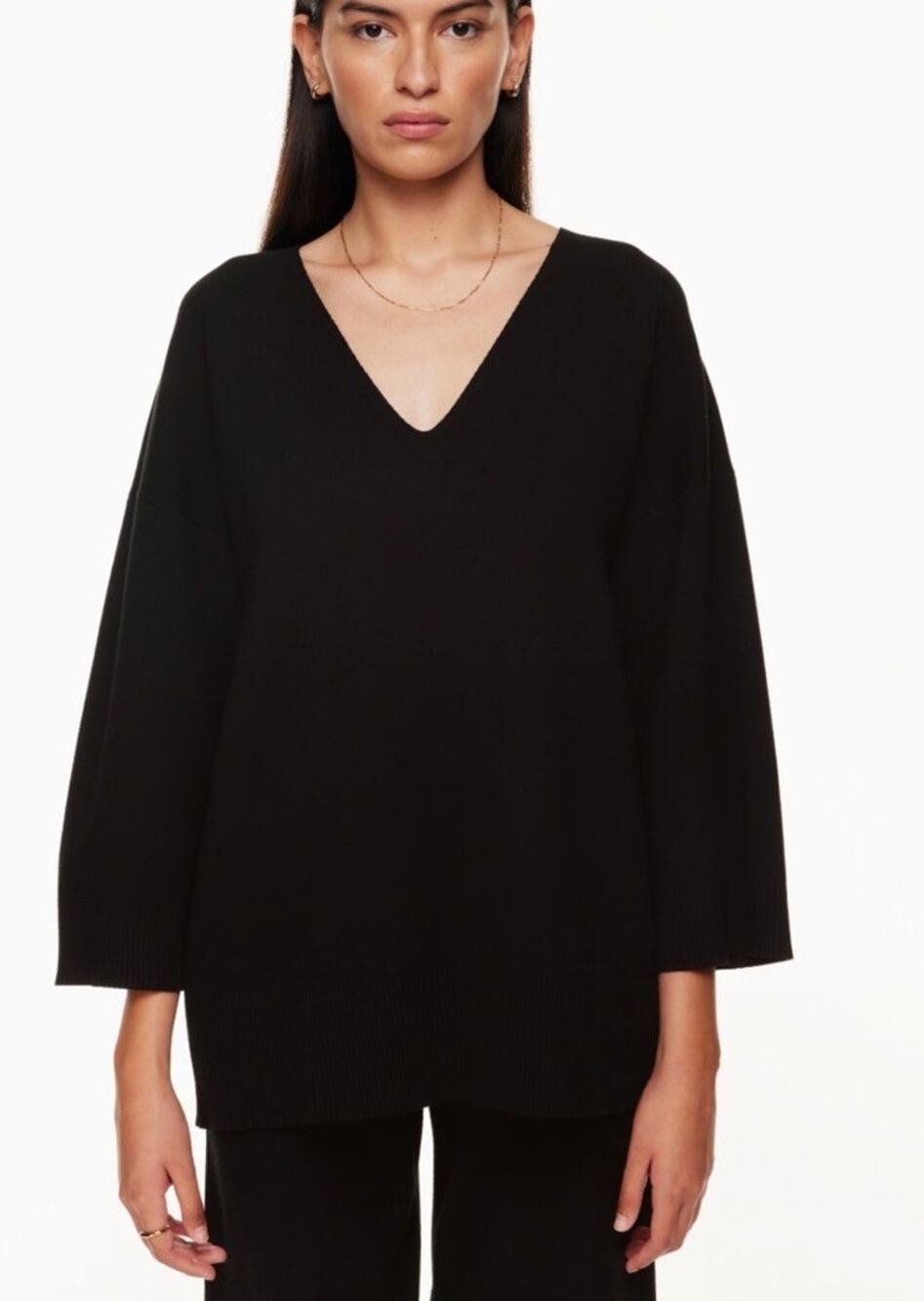 Aritzia Wilfred Free Souvenir Sweater C Neck Black 1 Small Oversized Minimalist